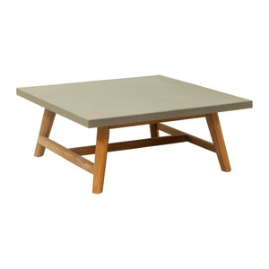 HomeRoots 36" Gray Concrete Outdoor Coffee Table - Stylish Acacia Frame, Durable Design for Modern Patios & Gardens 668152