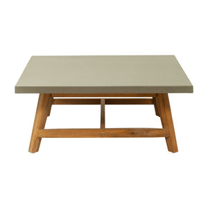 HomeRoots 36" Gray Concrete Outdoor Coffee Table - Stylish Acacia Frame, Durable Design for Modern Patios & Gardens 668152