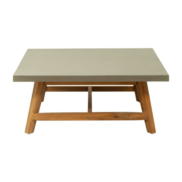 HomeRoots 36" Gray Concrete Outdoor Coffee Table - Stylish Acacia Frame, Durable Design for Modern Patios & Gardens 668152