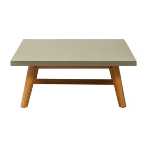 HomeRoots 36" Gray Concrete Outdoor Coffee Table - Stylish Acacia Frame, Durable Design for Modern Patios & Gardens 668152