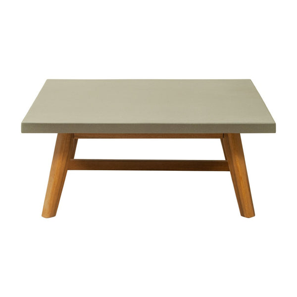 HomeRoots 36" Gray Concrete Outdoor Coffee Table - Stylish Acacia Frame, Durable Design for Modern Patios & Gardens 668152