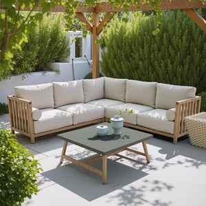 HomeRoots 36" Gray Concrete Outdoor Coffee Table - Stylish Acacia Frame, Durable Design for Modern Patios & Gardens 668152