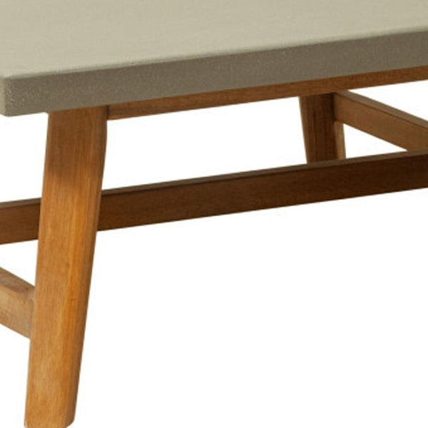 HomeRoots 36" Gray Concrete Outdoor Coffee Table - Stylish Acacia Frame, Durable Design for Modern Patios & Gardens 668152