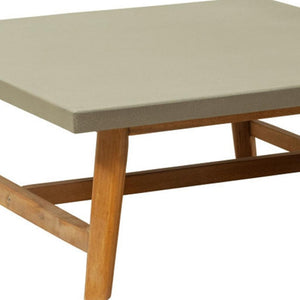 HomeRoots 36" Gray Concrete Outdoor Coffee Table - Stylish Acacia Frame, Durable Design for Modern Patios & Gardens 668152
