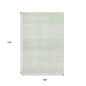 HomeRoots 9' X 12' Coastal Mint Green & Ivory Striped Washable Area Rug - Durable, UV Protected & Stain Resistant 668153