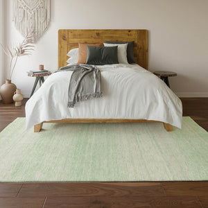 HomeRoots 9' X 12' Coastal Mint Green & Ivory Striped Washable Area Rug - Durable, UV Protected & Stain Resistant 668153