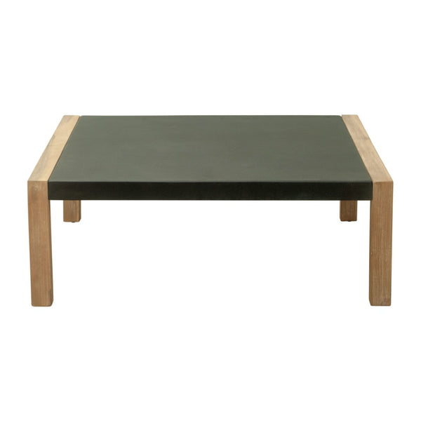 HomeRoots 36" Gray Square Concrete Outdoor Coffee Table - Modern, Durable Design for Effortless Entertaining & Relaxation 668154