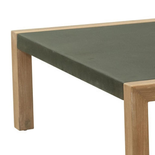 HomeRoots 36" Gray Square Concrete Outdoor Coffee Table - Modern, Durable Design for Effortless Entertaining & Relaxation 668154