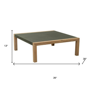 HomeRoots 36" Gray Square Concrete Outdoor Coffee Table - Modern, Durable Design for Effortless Entertaining & Relaxation 668154