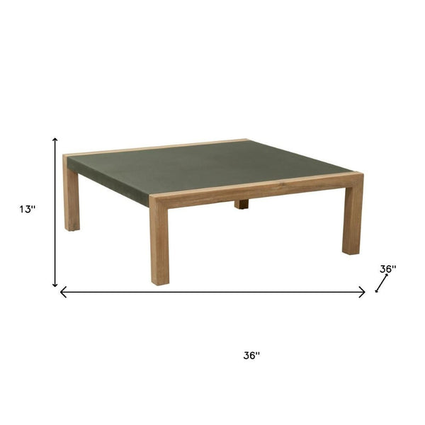HomeRoots 36" Gray Square Concrete Outdoor Coffee Table - Modern, Durable Design for Effortless Entertaining & Relaxation 668154