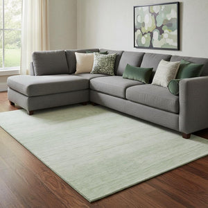 HomeRoots 10' X 14' Mint Green & Ivory Striped Area Rug - Washable, UV Protected, Soft & Durable for Homes 668155