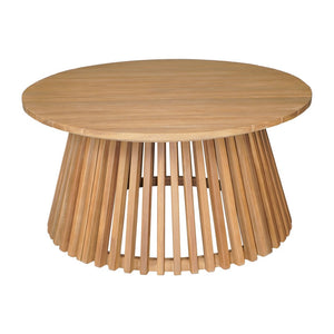 HomeRoots 32" Natural Rounded Solid Wood Coffee Table - Elegant Acacia Design for Outdoor Living Spaces 668158