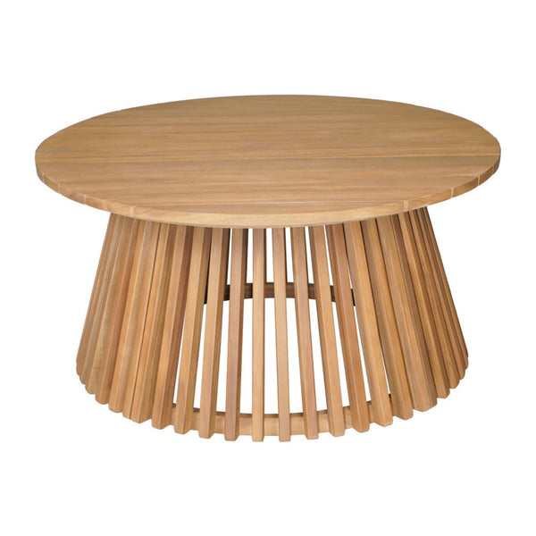 HomeRoots 32" Natural Rounded Solid Wood Coffee Table - Elegant Acacia Design for Outdoor Living Spaces 668158
