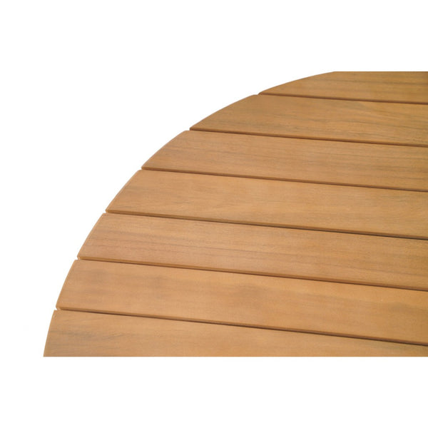 HomeRoots 32" Natural Rounded Solid Wood Coffee Table - Elegant Acacia Design for Outdoor Living Spaces 668158