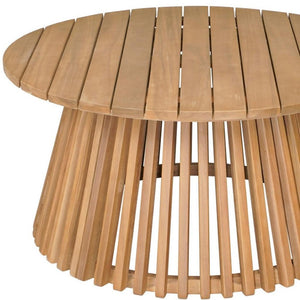 HomeRoots 32" Natural Rounded Solid Wood Coffee Table - Elegant Acacia Design for Outdoor Living Spaces 668158