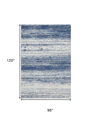 HomeRoots 8' X 10' Navy Blue Striped Area Rug - Washable, UV Protected, Stain Resistant, Perfect for Any Room! 668161