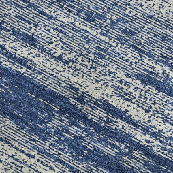 HomeRoots 10' X 14' Navy Blue & Ivory Striped Washable Area Rug with UV Protection – Perfect for Indoor & Outdoor Use 668163