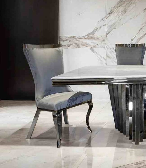 English Elm Glam 2-Piece Side Chair Set With Tiger Print Upholstered Seat And Silver Legs For Stylish Spaces B2741S00729