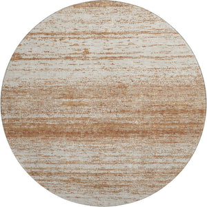 HomeRoots 8' Durable Rust And Beige Striped Washable Round Rug With UV Protection For Homes With Kids & Pets 668166