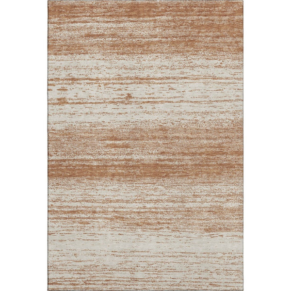 HomeRoots 8' X 10' Stylish Rust and Beige Striped Washable Area Rug with UV Protection for Everyday Use 668167