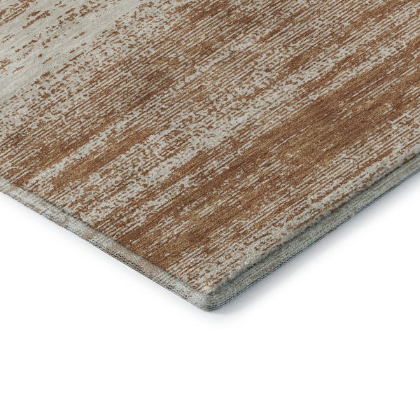 HomeRoots 8' X 10' Stylish Rust and Beige Striped Washable Area Rug with UV Protection for Everyday Use 668167