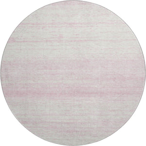 HomeRoots 8' Pink and Ivory Striped Round Rug - Washable, UV Protected, Durable, Perfect for Kids & Pets! 668172