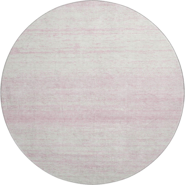 HomeRoots 8' Pink and Ivory Striped Round Rug - Washable, UV Protected, Durable, Perfect for Kids & Pets! 668172