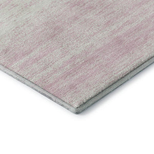 HomeRoots 8' Pink and Ivory Striped Round Rug - Washable, UV Protected, Durable, Perfect for Kids & Pets! 668172