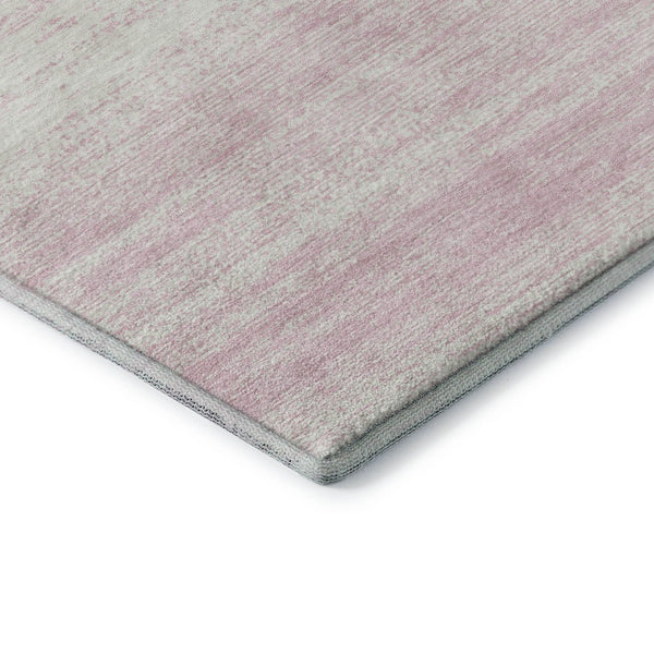 HomeRoots 8' Pink and Ivory Striped Round Rug - Washable, UV Protected, Durable, Perfect for Kids & Pets! 668172