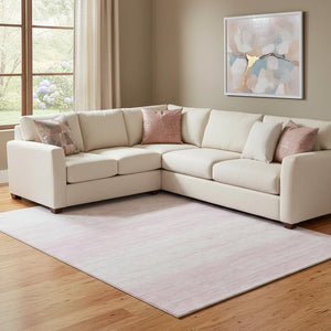HomeRoots 8' X 10' Pink and Ivory Striped Washable Area Rug - Durable, UV Protected, Ideal for Homes with Kids! 668173