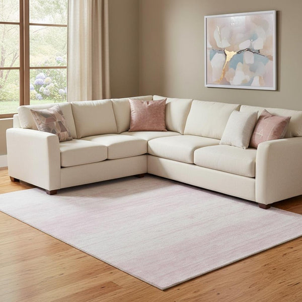 HomeRoots 8' X 10' Pink and Ivory Striped Washable Area Rug - Durable, UV Protected, Ideal for Homes with Kids! 668173