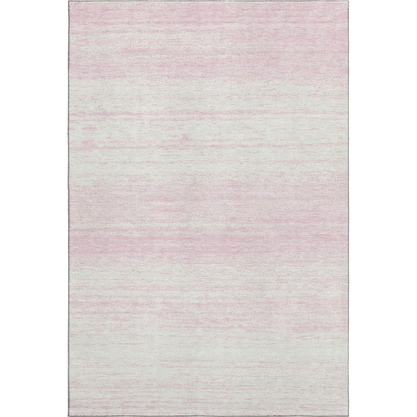 HomeRoots 8' X 10' Pink and Ivory Striped Washable Area Rug - Durable, UV Protected, Ideal for Homes with Kids! 668173
