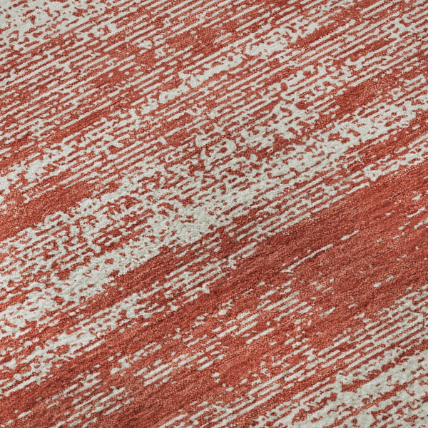HomeRoots 5' X 8' Red And Ivory Striped Area Rug - Washable, UV-Protected, Stain-Resistant for Everyday Use 668177