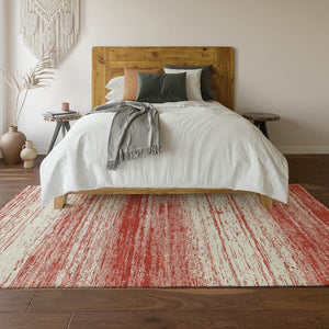 HomeRoots 9' X 12' Red And Ivory Striped Washable Area Rug - Durable, UV-Protected, Easy-Care for Active Homes 668180