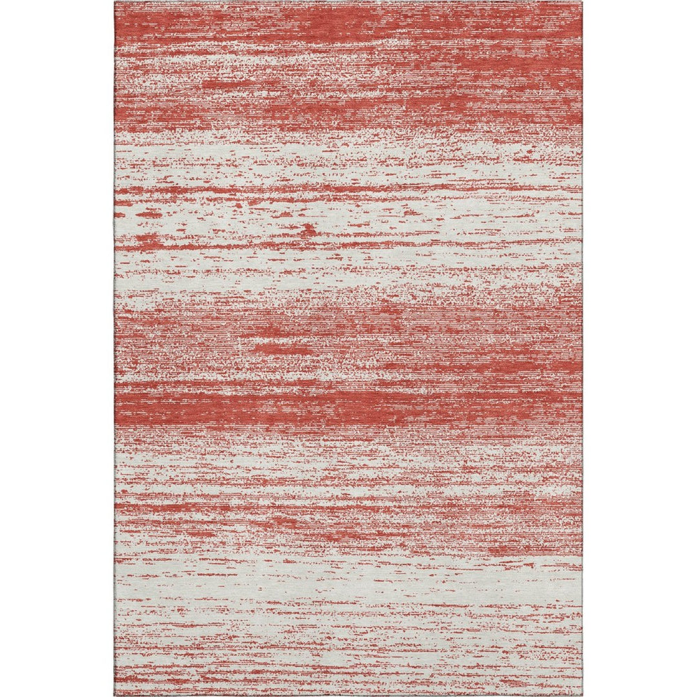 HomeRoots 10' X 14' Red And Ivory Striped Area Rug – Durable, Stain Resistant, UV Protected for Busy Homes 668181