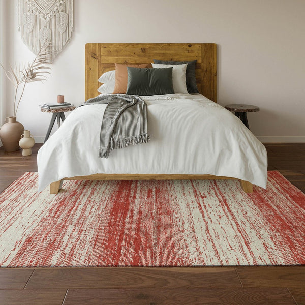 HomeRoots 10' X 14' Red And Ivory Striped Area Rug – Durable, Stain Resistant, UV Protected for Busy Homes 668181