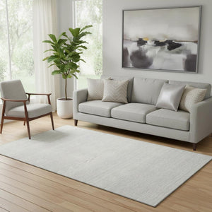 HomeRoots 5' X 8' Modern Silver and Gray Striped Washable Area Rug with UV Protection for Easy Care & Durability 668183