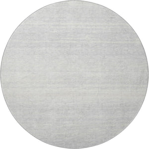 HomeRoots 8' Silver and Gray Striped Washable Round Rug - UV Protected, Durable, Pet & Kid Friendly Design! 668184