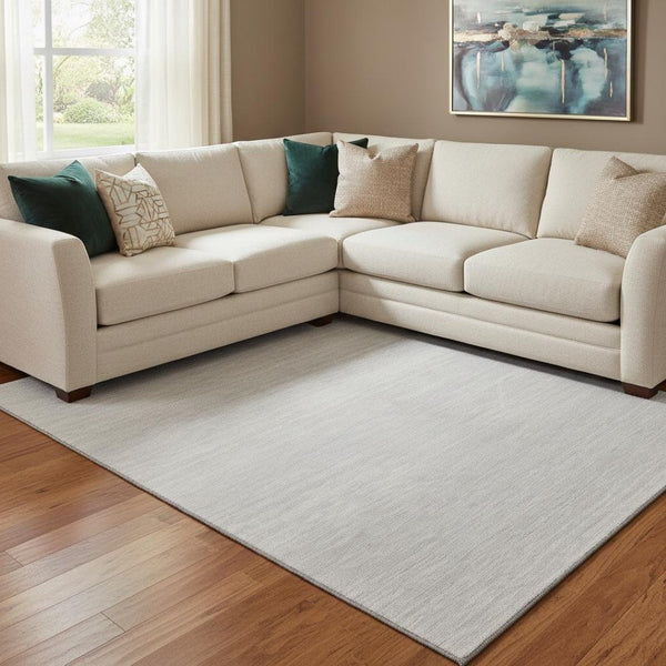 HomeRoots 8' x 10' Stylish Silver and Gray Striped Washable Area Rug with UV Protection for Any Space 668185
