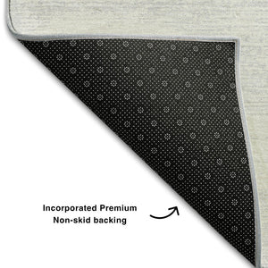 HomeRoots 9' X 12' Silver and Gray Striped Area Rug - Durable, Washable, Stain-Resistant with UV Protection! 668186