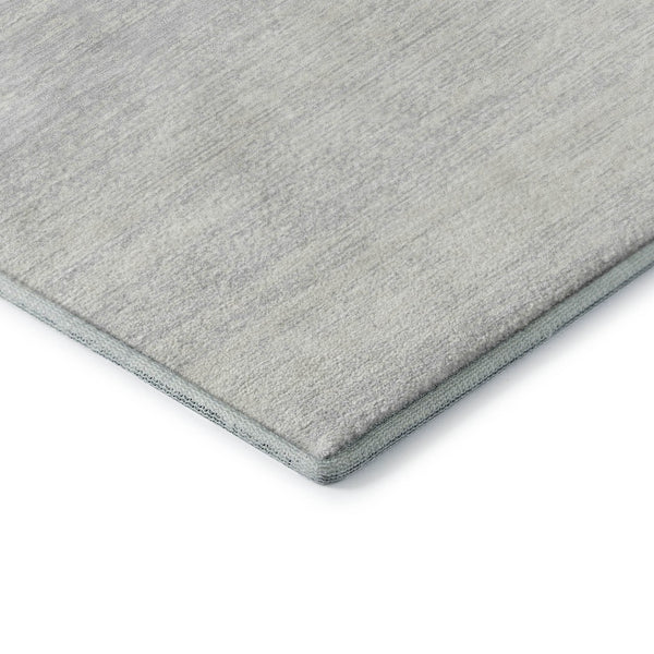 HomeRoots 9' X 12' Silver and Gray Striped Area Rug - Durable, Washable, Stain-Resistant with UV Protection! 668186