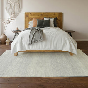 HomeRoots 9' X 12' Silver and Gray Striped Area Rug - Durable, Washable, Stain-Resistant with UV Protection! 668186