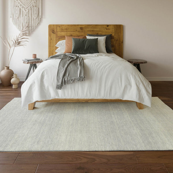 HomeRoots 9' X 12' Silver and Gray Striped Area Rug - Durable, Washable, Stain-Resistant with UV Protection! 668186