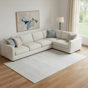 HomeRoots 10' Stylish Silver and Gray Striped Washable Area Rug with UV Protection for Family Spaces 668187