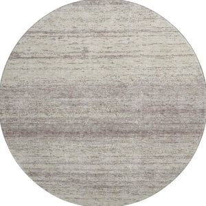 HomeRoots 8' Durable Taupe and Beige Striped Round Rug – Washable, UV Protected, Perfect for High-Traffic Areas! 668190