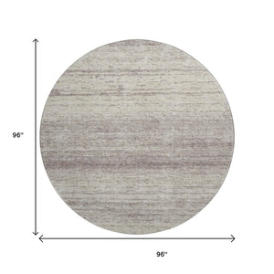 HomeRoots 8' Durable Taupe and Beige Striped Round Rug – Washable, UV Protected, Perfect for High-Traffic Areas! 668190