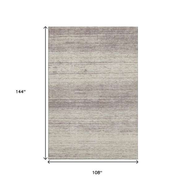 HomeRoots 9' X 12' Taupe & Beige Striped Area Rug - Washable, UV Protected, Durable for Living Spaces & More! 668192