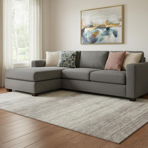 HomeRoots 9' X 12' Taupe & Beige Striped Area Rug - Washable, UV Protected, Durable for Living Spaces & More! 668192