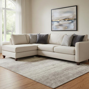 HomeRoots 10' X 14' Taupe and Beige Striped Washable Area Rug with UV Protection for Stylish, Low-Maintenance Living 668193