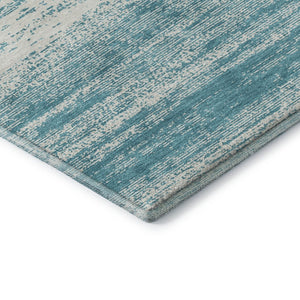 HomeRoots 5' X 8' Stylish Teal & Ivory Striped Area Rug - Washable, UV Protected, Durable for Any Space! 668195